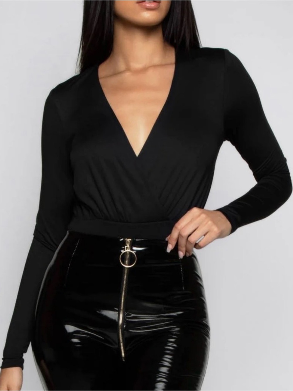 Meshki - Jordyn Wrap Long Sleeve Bodysuit
